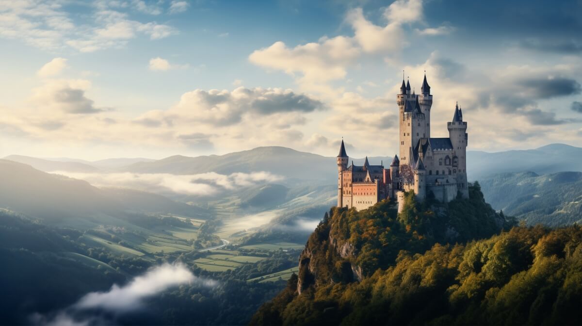 Majestic castle overlooking a vast kingdom - inspiration for royal realm names