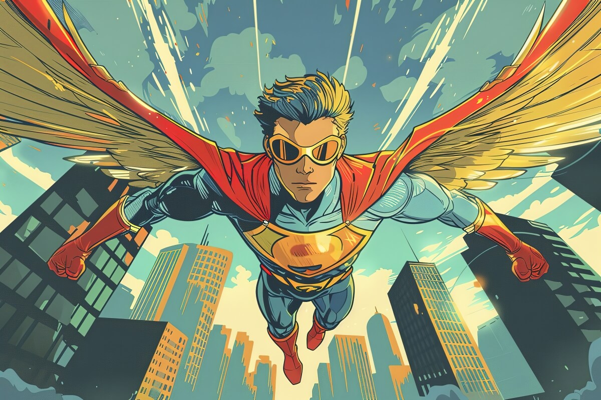 Superhero character illustration - inspiration for creating powerful hero names