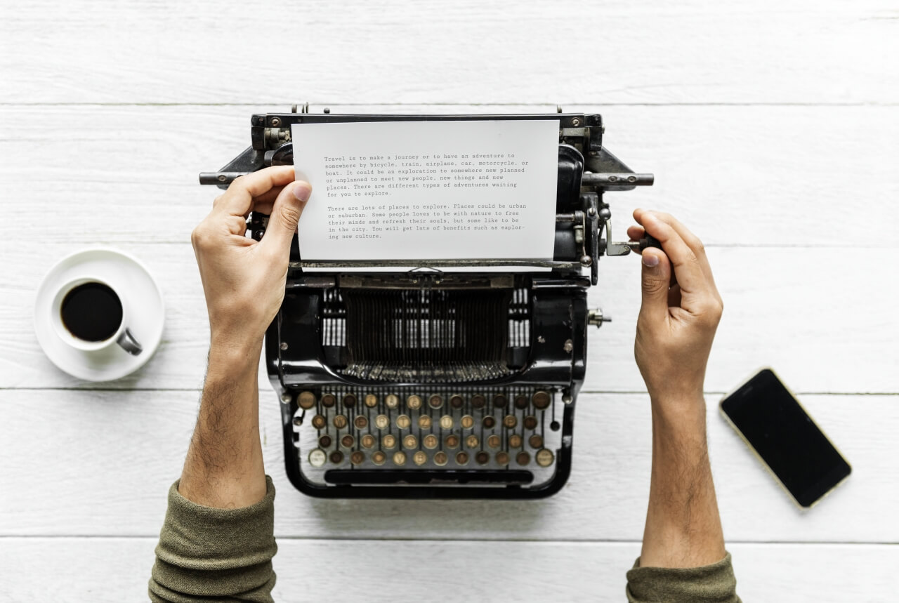 Vintage typewriter with paper - perfect for generating authentic character names
