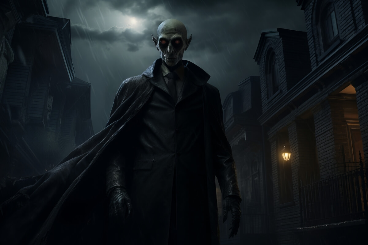Gothic vampire portrait in dark mysterious atmosphere - inspiration for vampire name generation